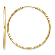 1 3/8 Inch 14K Gold Endless Hoop Earrings, 1.5mm Thick