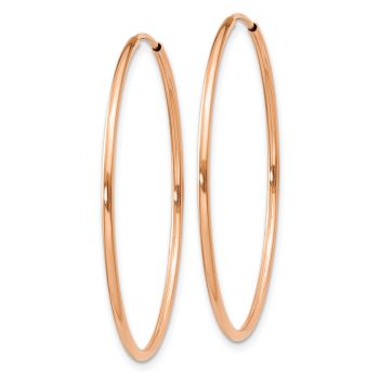 1 3/8 Inch 14K Rose Gold Endless Hoop Earrings, 1.25mm Thick 2
