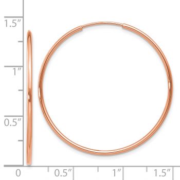 1 3/8 Inch 14K Rose Gold Endless Hoop Earrings, 1.25mm Thick 3