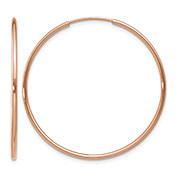 1 3/8 Inch 14K Rose Gold Endless Hoop Earrings, 1.25mm Thick