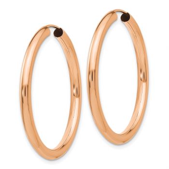 1 3/8 Inch Endless Hoop Earrings in 14K Rose Gold, 3mm Thick 2