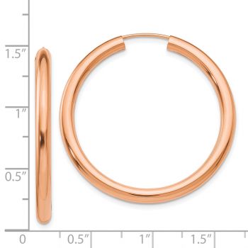 1 3/8 Inch Endless Hoop Earrings in 14K Rose Gold, 3mm Thick 3