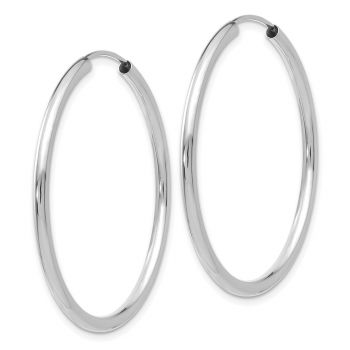 1 3/8 Inch Endless Hoop Earrings in 14K White Gold, 2mm Thick 2