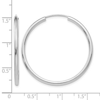 1 3/8 Inch Endless Hoop Earrings in 14K White Gold, 2mm Thick 3