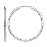1 3/8 Inch Endless Hoop Earrings in 14K White Gold, 2mm Thick