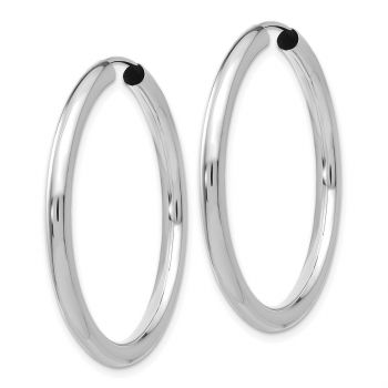 1 3/8 Inch 14K White Gold Endless Hoop Earrings, 3mm Thick 2