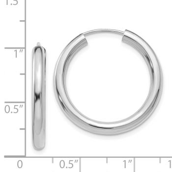 1 3/8 Inch 14K White Gold Endless Hoop Earrings, 3mm Thick 3