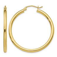 1 3/8" 14K Gold Classic Hoop Earrings, 2.5mm Thick