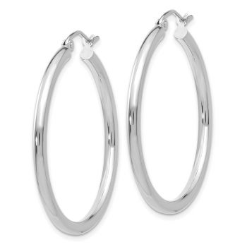 1 3/8 Inch Traditional Hoop Earrings in 14K White Gold, 2.5mm Thick 2