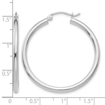 1 3/8 Inch Traditional Hoop Earrings in 14K White Gold, 2.5mm Thick 3