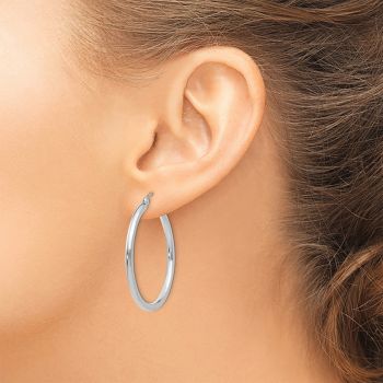 1 3/8 Inch Traditional Hoop Earrings in 14K White Gold, 2.5mm Thick 4