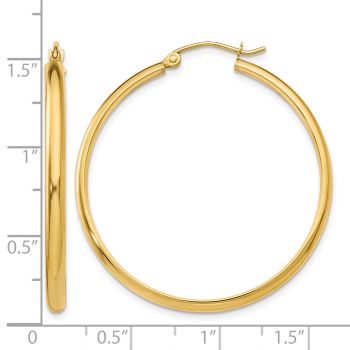 1 3/8 Inch Hinged Hoop Earrings in 14K Gold, 2.75mm Thick 3