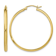 1 3/8 Inch Hinged Hoop Earrings in 14K Gold, 2.75mm Thick