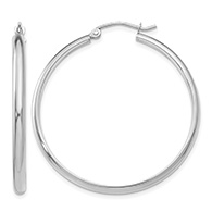 1 3/8" Classic Hoop Earrings in 14K White Gold, 2.75mm Thick