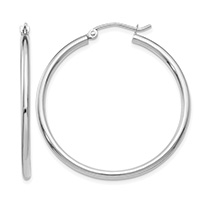1 3/8" Hinged Hoop Earrings in 14K White Gold, 2mm Thick