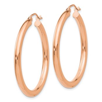 14K Rose Gold Lightweight Hoop Earrings, 1 3/8