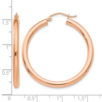 14K Rose Gold Lightweight Hoop Earrings, 1 3/8
