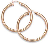 14K Rose Gold Lightweight Hoop Earrings, 1 3/8" Diameter, 3mm Thickness