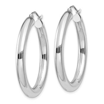 1 3/8 Inch Hinged Hoop Earrings in 14K White Gold, 4mm Thick 2