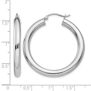 1 3/8 Inch Hinged Hoop Earrings in 14K White Gold, 4mm Thick 3