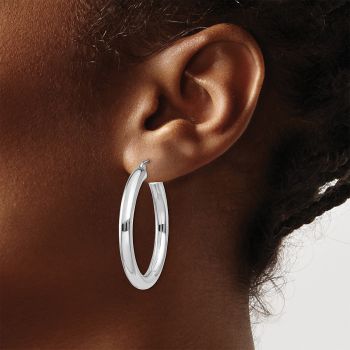 1 3/8 Inch Hinged Hoop Earrings in 14K White Gold, 4mm Thick 4