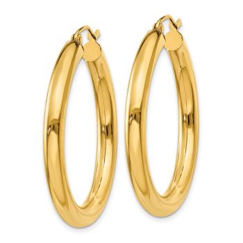 1 3/8 Inch 14K Gold Lightweight Hoop Earrings, 4mm Thick 2