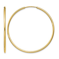 1 9/16" Endless Hoop Earrings in 14K Gold, 1.5mm Thick