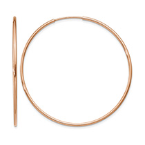 1 9/16" Endless Hoop Earrings in 14K Rose Gold, 1.25mm Thick