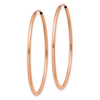 1 9/16 Inch 14K Rose Gold Endless Hoop Earrings, 1.5mm Thick 2