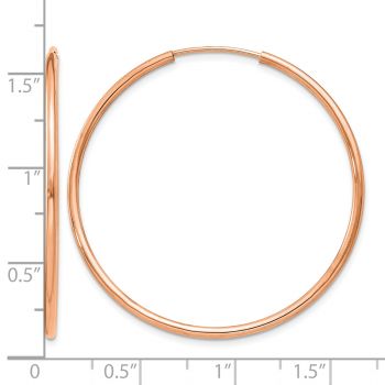 1 9/16 Inch 14K Rose Gold Endless Hoop Earrings, 1.5mm Thick 3