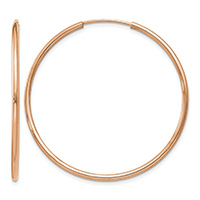 1 9/16 Inch 14K Rose Gold Endless Hoop Earrings, 1.5mm Thick