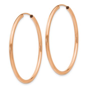 1 9/16 Inch Endless Hoop Earrings in 14K Rose Gold, 2mm Thick 2