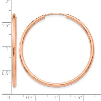 1 9/16 Inch Endless Hoop Earrings in 14K Rose Gold, 2mm Thick 3