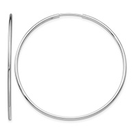 1 9/16" 14K White Gold Endless Hoop Earrings, 1.25mm Thick