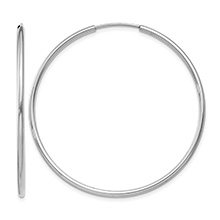 1 9/16 Inch Endless Hoop Earrings in 14K White Gold, 1.5mm Thick