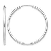 1 9/16" Endless Hoop Earrings in 14K White Gold, 2mm Thick