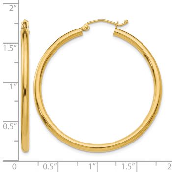 1 9/16 Inch Hoop Earrings with Clasp in 14K Gold, 2.5mm Thick 3