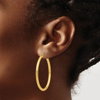 1 9/16 Inch Hoop Earrings with Clasp in 14K Gold, 2.5mm Thick 4