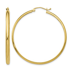 1 9/16" Classic Hoop Earrings in 14K Gold, 2.75mm Thick