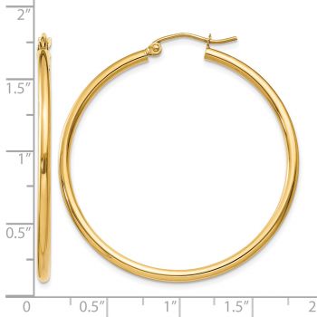 1 9/16 Inch Classic Hoop Earrings in 14K Gold, 2mm Thick 3