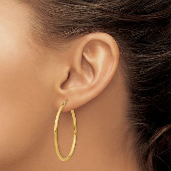 1 9/16 Inch Classic Hoop Earrings in 14K Gold, 2mm Thick 4