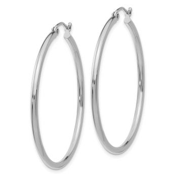 1 9/16 Inch 14K White Gold Classic Hoop Earrings, 2mm Thick 2