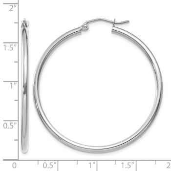 1 9/16 Inch 14K White Gold Classic Hoop Earrings, 2mm Thick 3