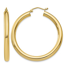 1 9/16" Lightweight Hoop Earrings in 14K Gold, 4mm Thick
