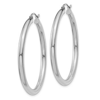 14K White Gold Hoop Earrings - 1 9/16