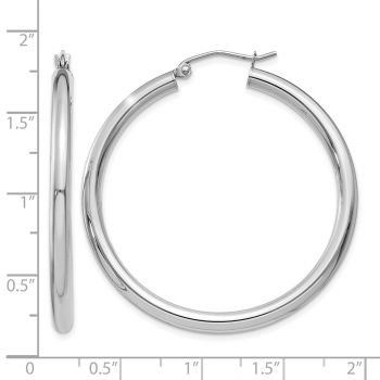 14K White Gold Hoop Earrings - 1 9/16