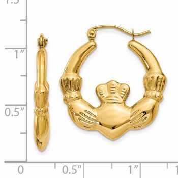 1-Inch Claddagh Hoop Earrings in 14K Yellow Gold 3