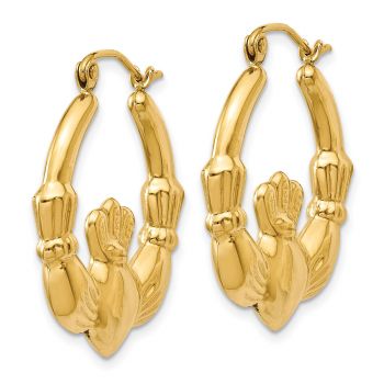 1-Inch Claddagh Hoop Earrings in 14K Yellow Gold 2