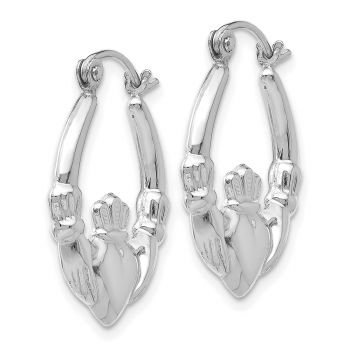 1-Inch 14K White Gold Claddagh Hoop Earrings 2