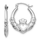 1-Inch 14K White Gold Claddagh Hoop Earrings